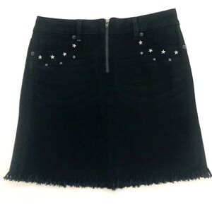 Idyllwind By Miranda Lambert Denim Black Star Studded Mini Skirt Frayed Hem XS